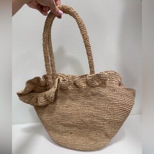 Loeffler Randall Cyrus Natural Ruffled Woven Tote